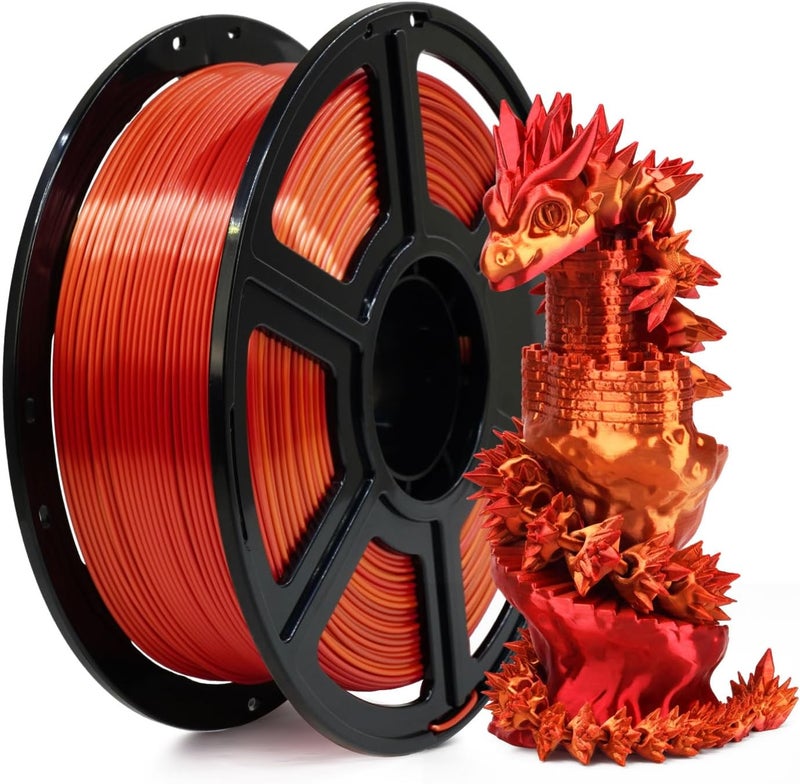 FLASHFORGE Silk PLA Gradient Gold to Red Filament, Silk Multicolored Color Change 3D Printing Filament, Gold Red Shiny Fast Color-Changing Each 8M Gradually, Silky Texture & Ultra-High Glossiness - Image 1